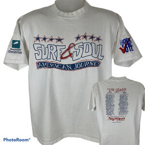 Vintage 90s MTV Rock the Vote Surf and Soul T Shirt Surfrider White Mens L Large